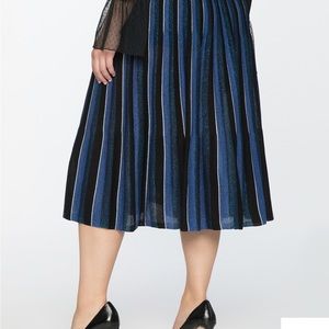 Eloquii Blue and Black Striped A-Line Skirt